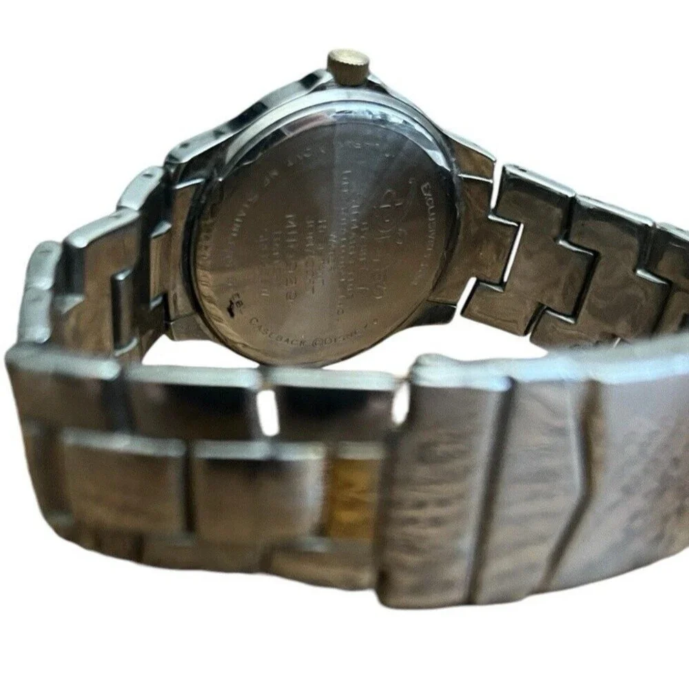 Disney Mickey Mouse Round Watch MU0929 Silver Gold Stainless Steel Needs Battery